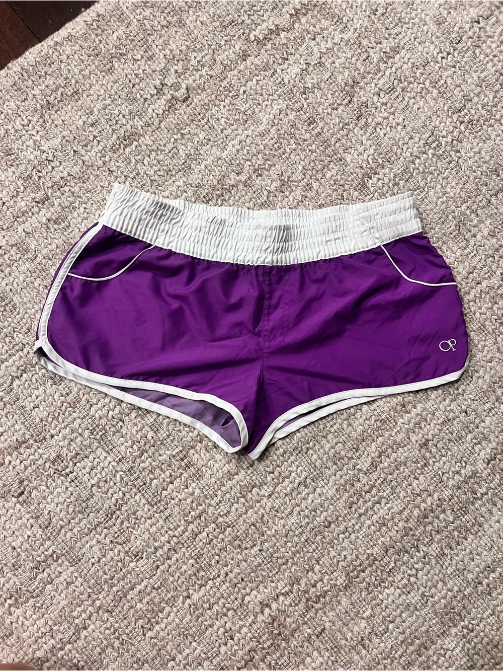 OP Purple Athletic Running Shorts with White Trim